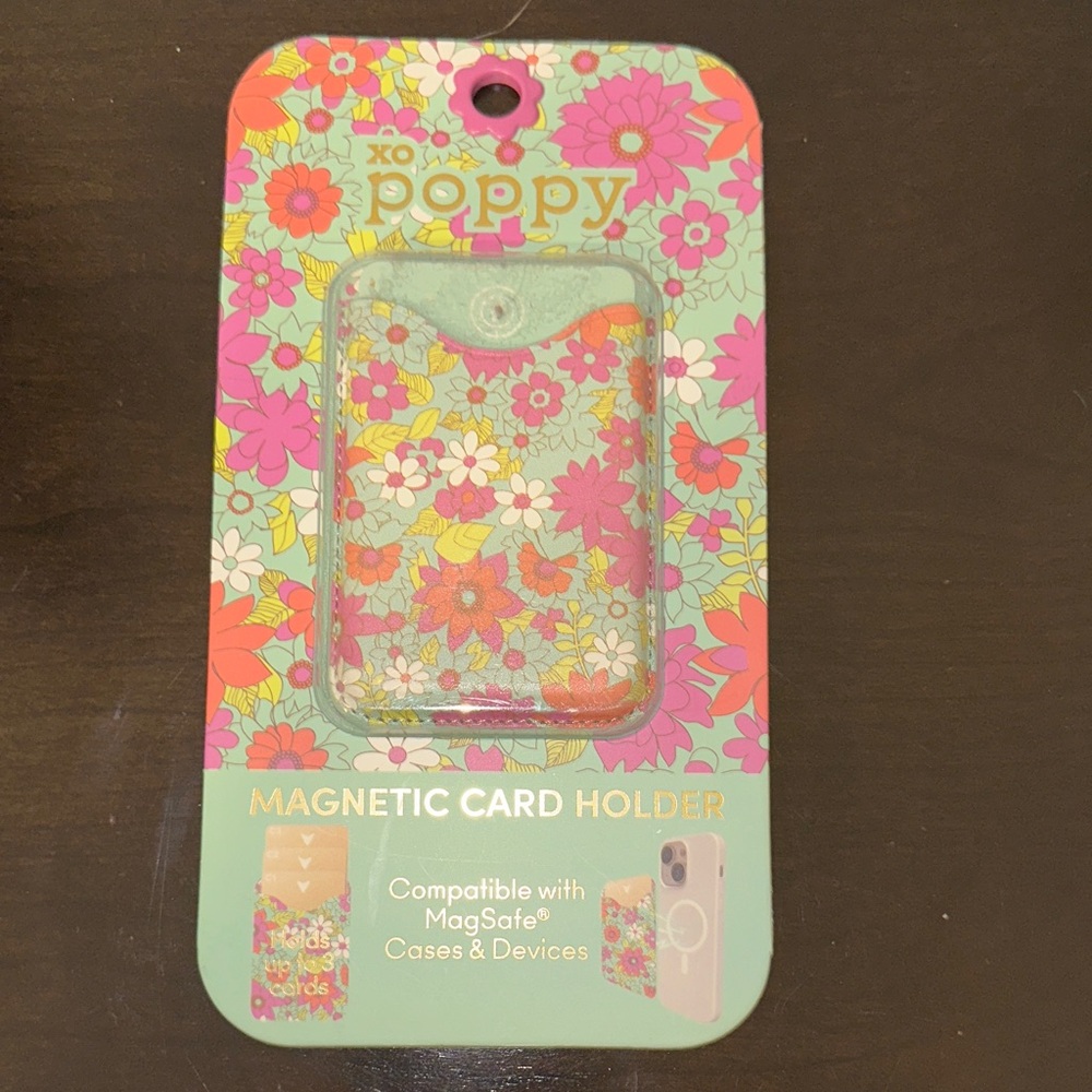XO Poppy Floral Magnetic Card Holder for MagSafe Devices